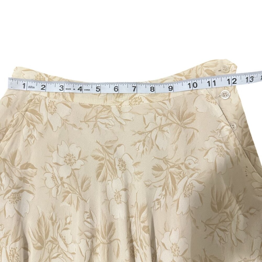Vintage 90s Banana Republic Women Beige Floral Rayon Midi Skirt Size 2 - Picture 5 of 7